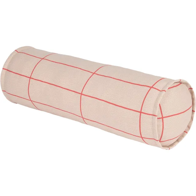 Nobodinoz Vibes Cilinderkussen - Ø18x50cm - Pink Red Grid [Roze]