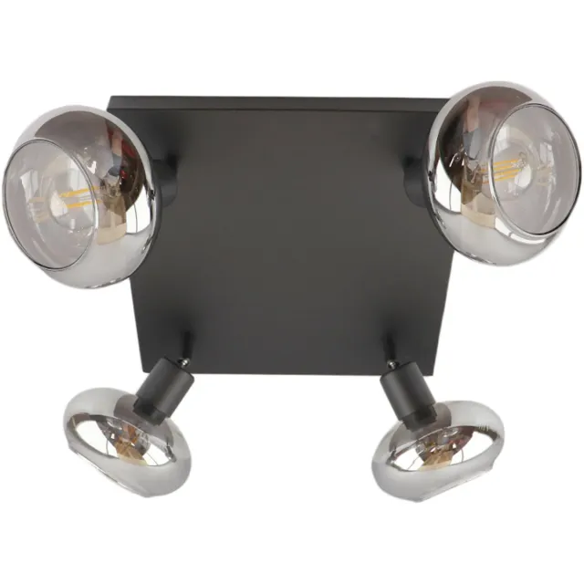 Olucia SKIP - Plafondlamp - Zwart - 4L - Geschikt voor Woonkamer/Slaapkamer/Kantoor/Horeca/Hal - Vorm: Vierkant