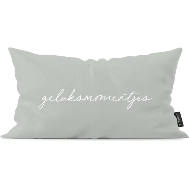 Label2X Kussen geluksmomentjes mint 60 x 40 cm / Buiten black