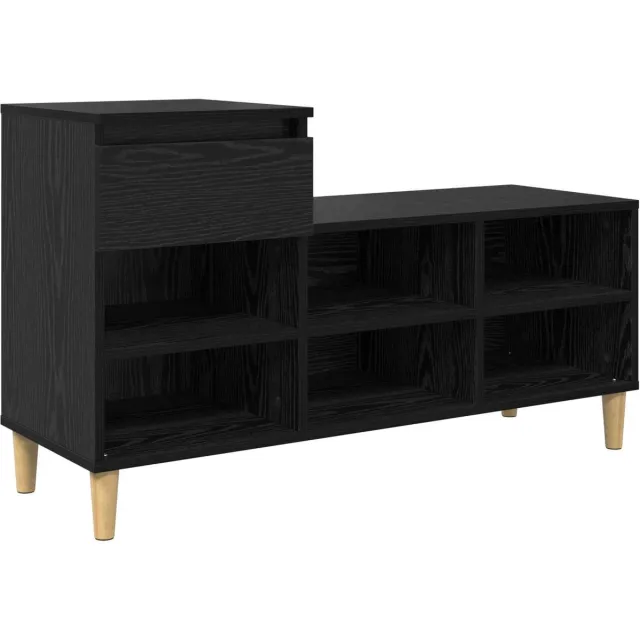 vidaXL Schoenenkast - 102 - x - 36 - x - 60 - cm - Bewerkt - hout - Zwart - eiken Zwart eiken