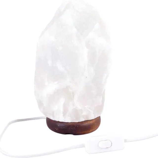 LalaShops Zoutlamp Wit 6-8kg - Witte Zoutsteen Lamp van zout uit Dode Zee - ca.32x17cm