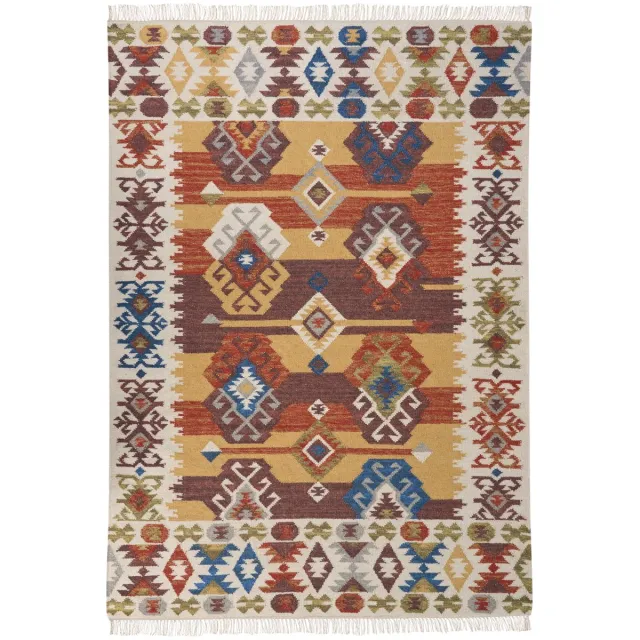 Beliani VOSKETAP - Kelim vloerkleed - Multicolor - Wol Meerkleurig