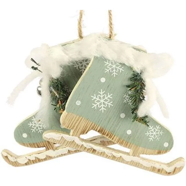 Decostar Kersthanger Jarek 10 X 8 Cm Hout Groen/wit