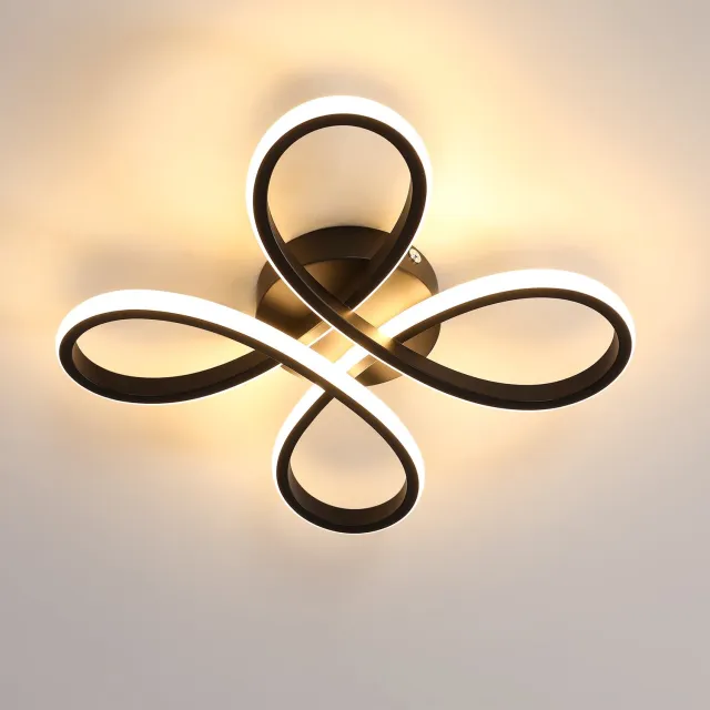 Riserva Modern Eenvoudig - Plafondlamp - Zwart - 30W LED - 3000K Warm Wit Licht - Woonkamer & Slaapkamer
