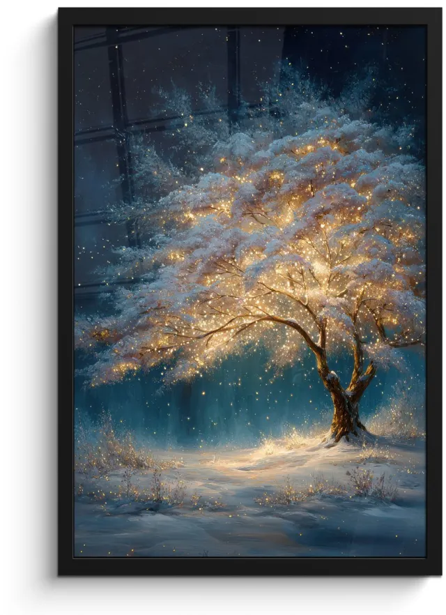 FrameYourWall Poster in lijst - Fotolijst 40x60 cm - Posters - Levensboom - Nacht - Donker - Blauw - Posterlijst zwart - Decoratie - Wanddecoratie woonkamer - Muurdecoratie slaapkamer