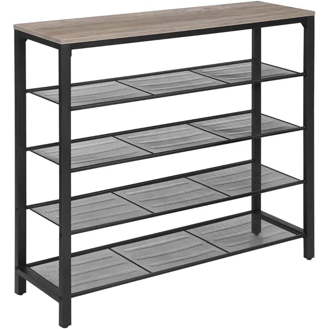 Hoppa! Schoenenrek - Greige/Zwart - Spaanplaat/Staal - 100 x 30 x 92,5 cm (B x D x H)