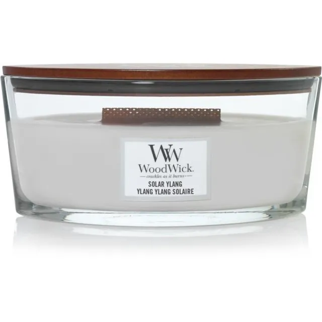 Woodwick Heartwick Flame Ellipse Geurkaars - Solar Ylang - 50 branduren Wit