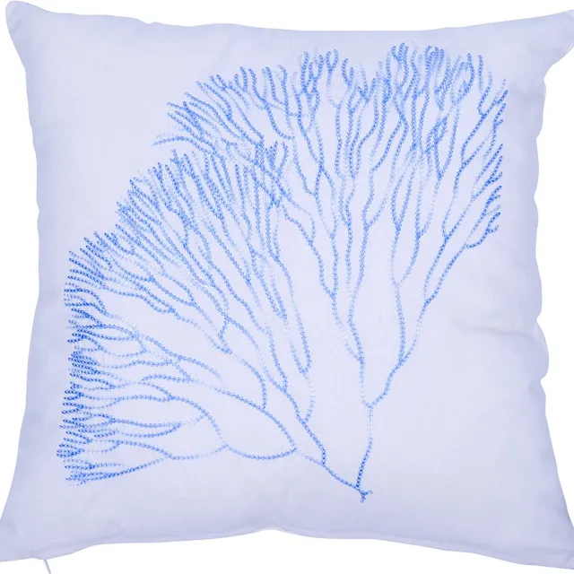 Mars & More Coral kussen blauw wit 45x45cm