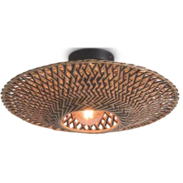 Good&Mojo Plafonniere Bali bamboe dia.44x12cm zwart/naturel Naturel / Zwart