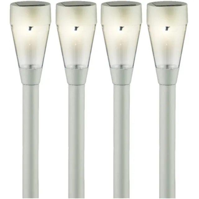 Lumineo Solar tuinlamp - 10x - prikspot - zilver - op zonne-energie - 32 cm - Prikspots tuinverlichting