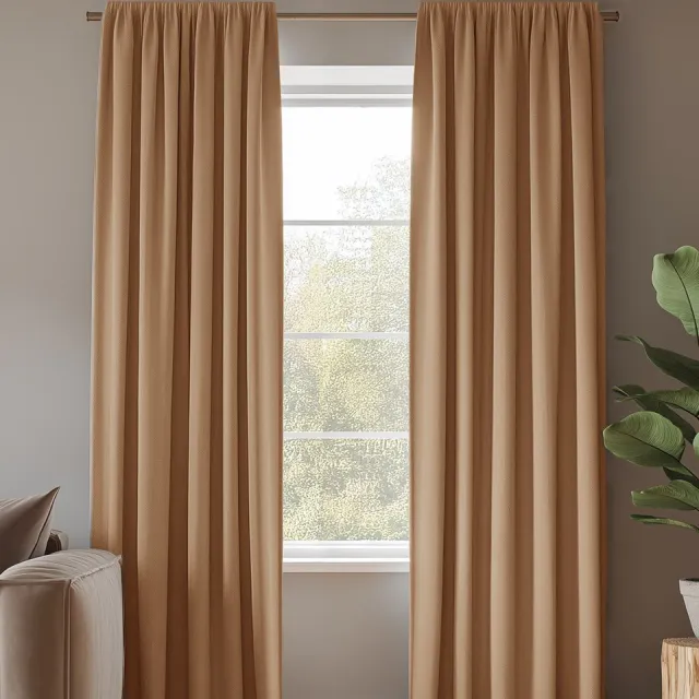 HOOMstyle Kant en Klaar gordijn met haakjes Amber - Verduisterend - Met Plooiband - 140x270cm - Terra / Roest Terracotta, Roest