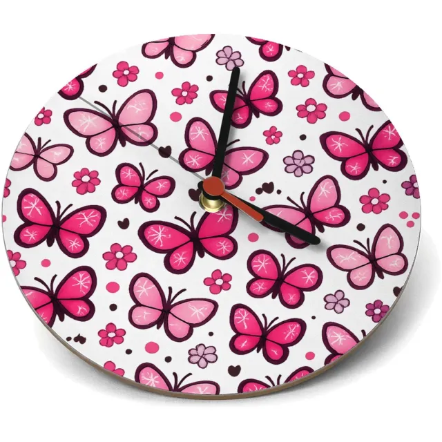 Mr Cadeautjes Klok rond Ø 19 - design Vrolijke all-over print met speelse natuuriconen in plaats v | cadeau Wit