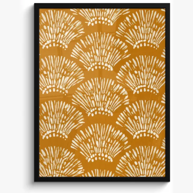 FrameYourWall Poster in lijst - Fotolijst 50x70 cm - Posters - Waaierachtige motieven - Geel - Vintage - Posterlijst zwart - Decoratie - Wanddecoratie woonkamer - Muurdecoratie slaapkamer