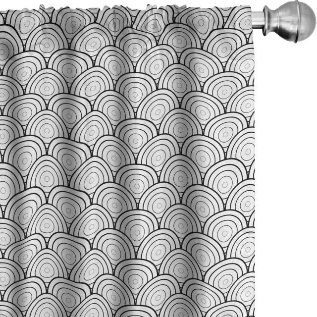 ABAKUHAUS Geometrische Paneelgordijnen – 2x75x225 cm, Zwart-Wit, Halfdonker Zwart en wit
