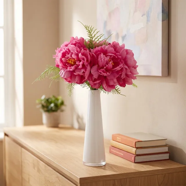 maxifleur Kunstplanten Kunst pioenrozen boeket Nomi Marbella Cerise 40cm