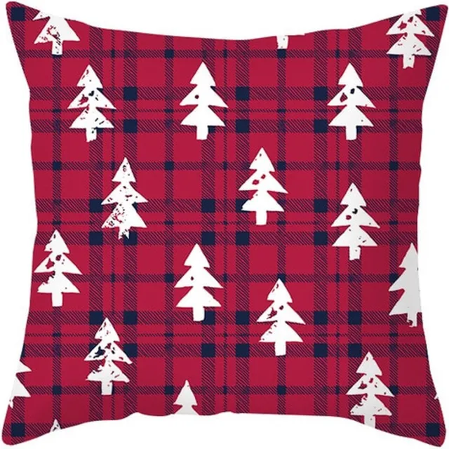 Grand Christmas Kerst Kussenhoes - Kerst Decoratie - Kussenhoes Kerst - Kerst kussensloop 45x45 cm - Sneeuwvlokken Sneeuw Rood - Witte Kerstbomen