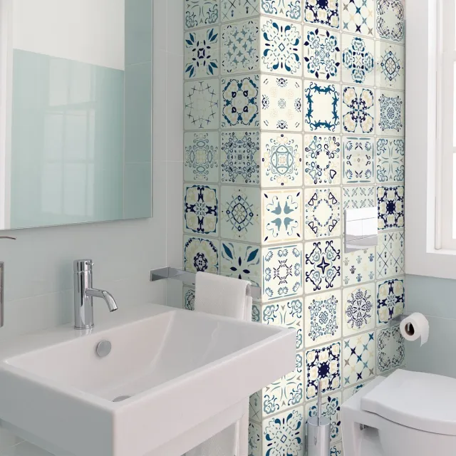 Ambiance Sticker Zelfklevende tegelmuurstickers voor keuken en badkamer - 60 Azulejos Arsenio tegelstickers - 60 stickers 15x15cm Multi color