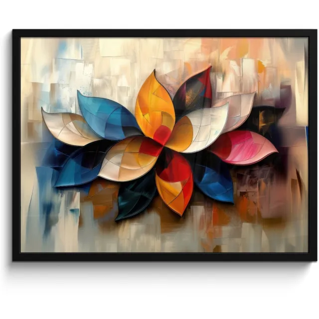 FrameYourWall Poster in lijst - Fotolijst 70x50 cm - Posters - Bloem - Abstract - Kleurrijk - Bladeren - Posterlijst zwart - Decoratie - Wanddecoratie woonkamer - Muurdecoratie slaapkamer