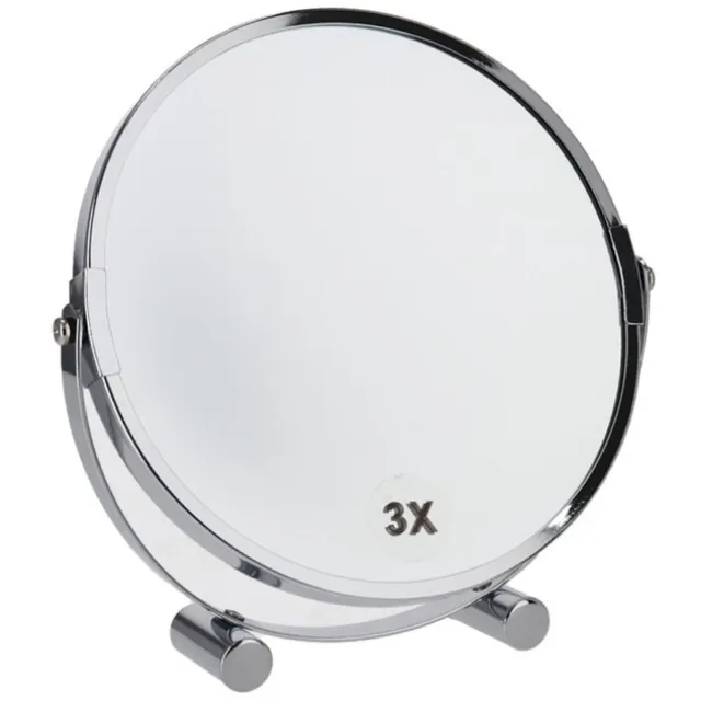 Gerimport Opmaakspiegel 18cm Glas/Staal Zilver 3x Vergrotend - Make up - Spiegel - Vergrotend - Badkamer - Toilet - Cosmeticaspiegel