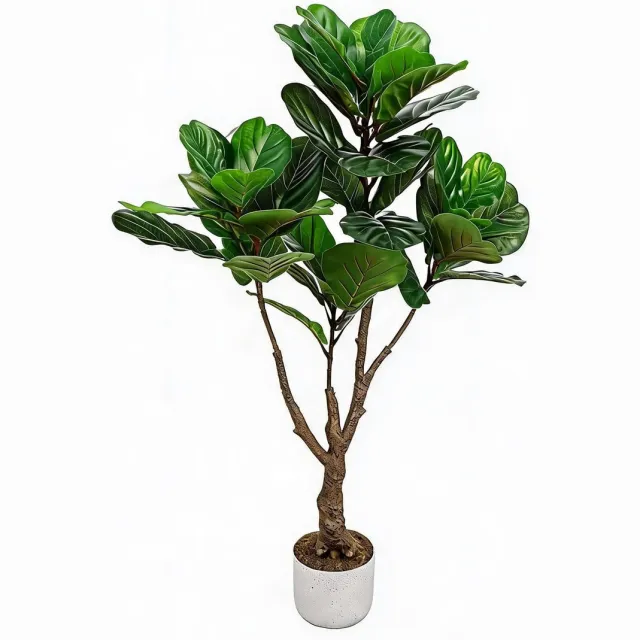 Triumpunpre 115cm kunst vijgenbladboom PEVA-bladeren met zwarte pot - tropische groenblijvende decoratieplant voor binnen en beschermd buitengebruik