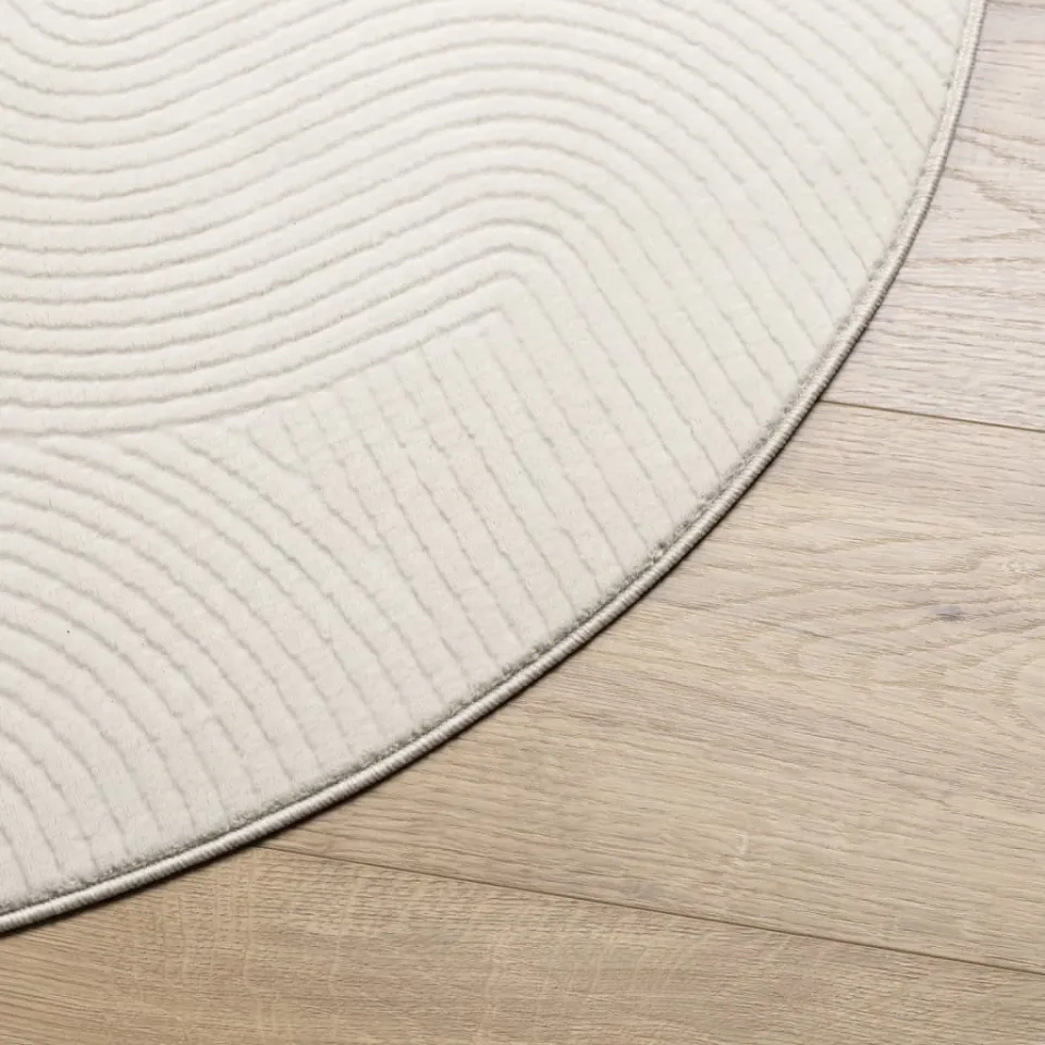 vidaXL Vloerkleed IZA laagpolig Scandinavisch Ø 100 cm crèmekleurig, foto 3