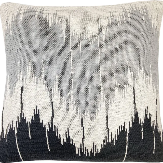 Malagoon Wave knitted cushion anthracite Antraciet, Offwhite