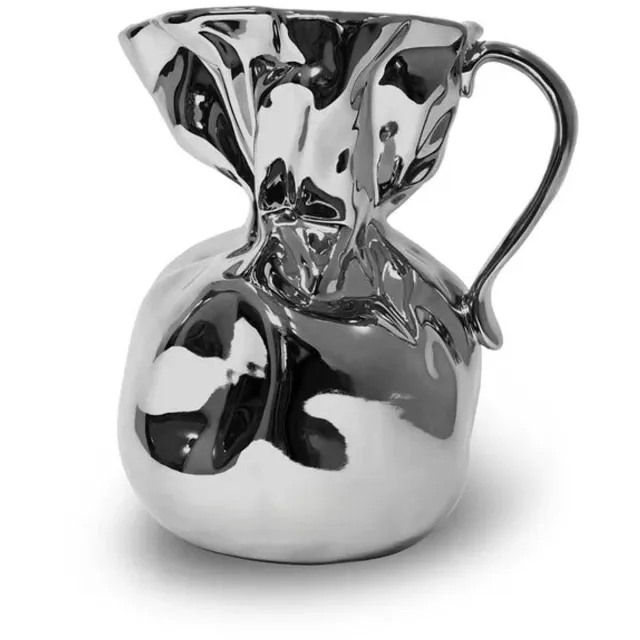 ByOn Crumple vaas 23.5x17cm H26cm zilver