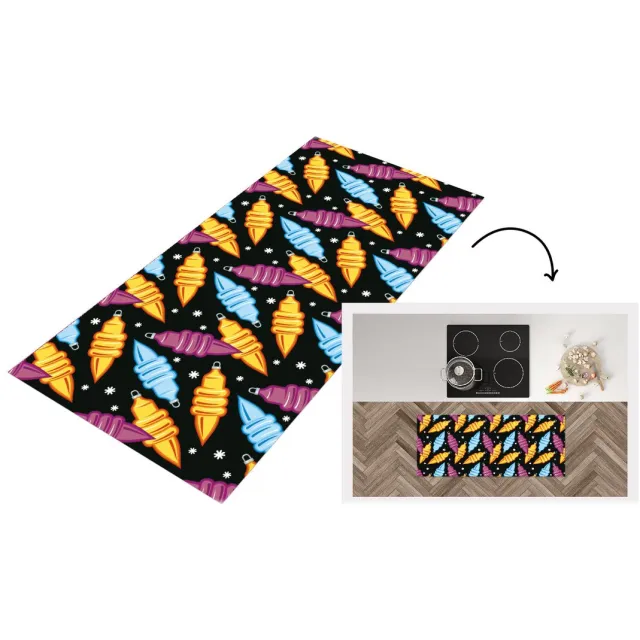 KitchenYeah Keukenloper - Loper keuken - Kerst - Patronen - Lamp - Keukenloper vinyl Multicolor