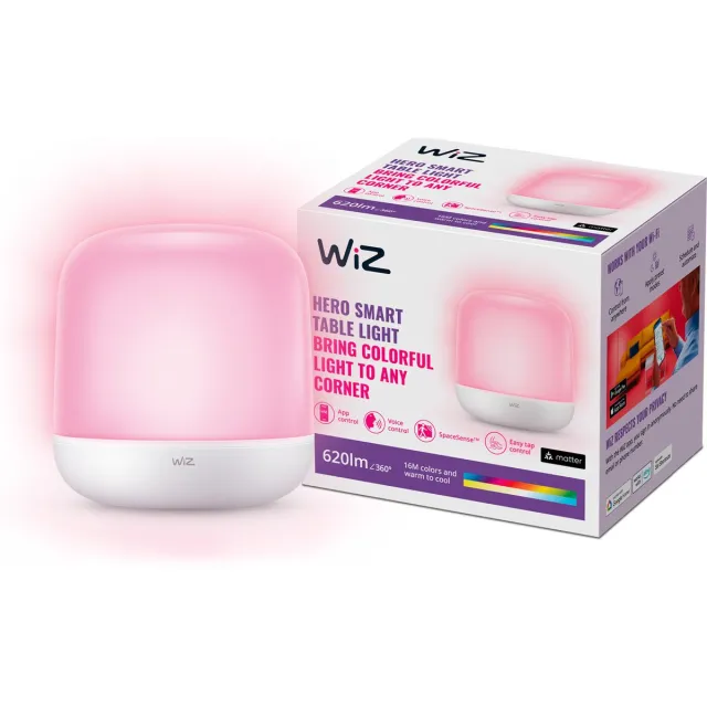 WiZ Tafellamp Hero - Gekleurd en Wit Licht - Slimme LED Verlichting - Modern Design - Wi-Fi