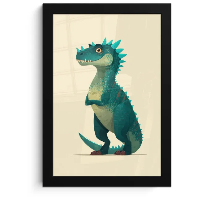 FrameYourWall Poster in lijst - Fotolijst 20x30 cm - Posters - Dinosaurus - Turquoise - Stekels - Posterlijst zwart - Decoratie - Wanddecoratie woonkamer - Muurdecoratie slaapkamer Dinosaurus - Stekels