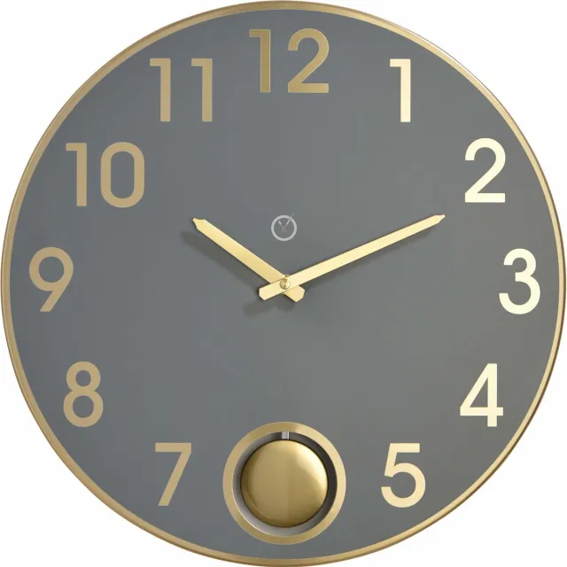 Sompex 8126 – Wandklok met slinger – Metaal – Ø38 cm – Brussels – Grijs/Goud