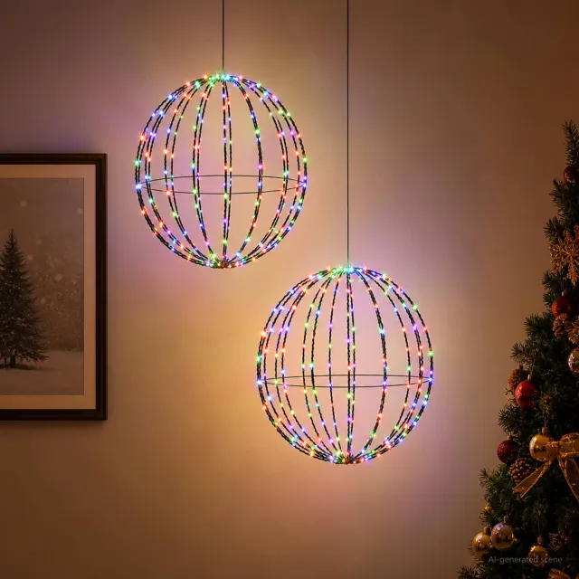 vidaXL Kerst Finial Licht 2 st 320 LED's RGB Dia. 50 x 52 cm Meerkleurig