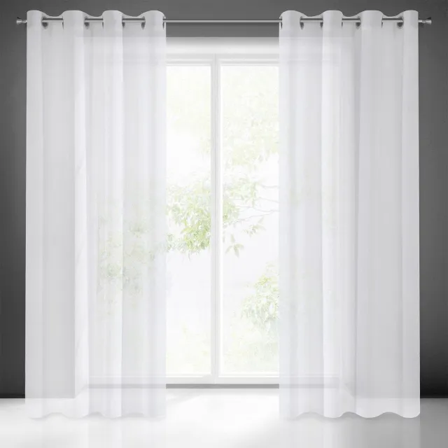 Unyqoos Transparant en Elegant Gordijn met Ringen voor Slaapkamer en Woonkamer wit