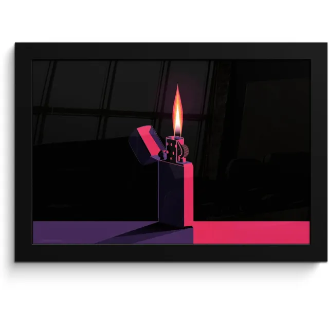 FrameYourWall Poster in lijst - Fotolijst 30x20 cm - Posters - Aansteker - Vlam - Donker - Posterlijst zwart - Decoratie - Wanddecoratie woonkamer - Muurdecoratie slaapkamer