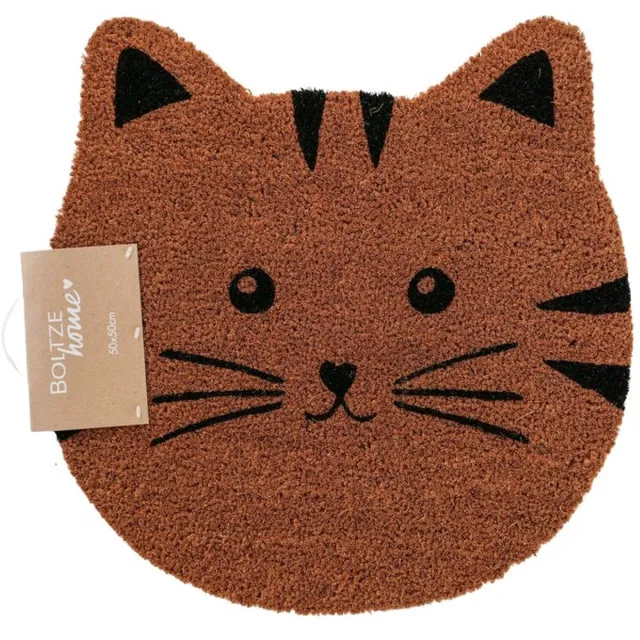 Boltze Deurmat - Mat - Kokos - Kat - Feli - 50x50cm Bruin