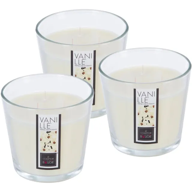 Atmosphera geurkaars - 3x - vanille geur - 40 branduren - wit - in glas - aroma/geurkaars Ivoorwit