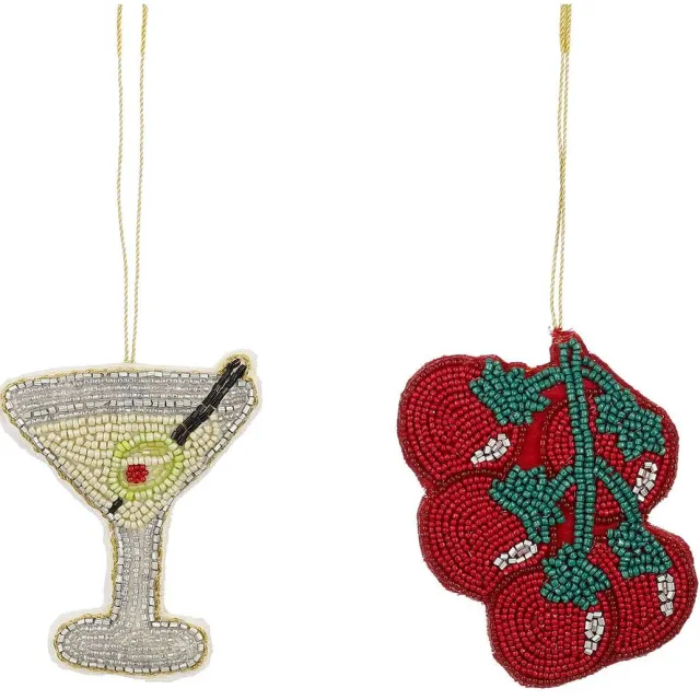 Mica Decorations ornamenten tomaten & cocktail - kralen Rood, groen
