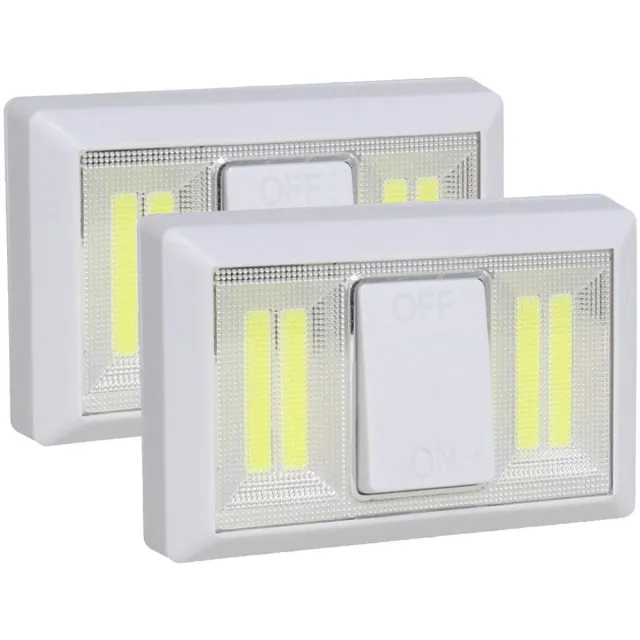 Gerimport Kastlamp - 2x - schakelaar - LED lampen - wit - 11 x 7.5 cm