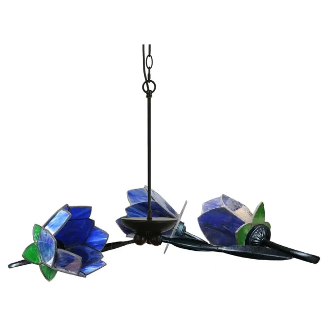 Coloured by Art 3 lichts Kroonluchter Lovely ''Blue Lotus'' - Art Deco Trade Blauw