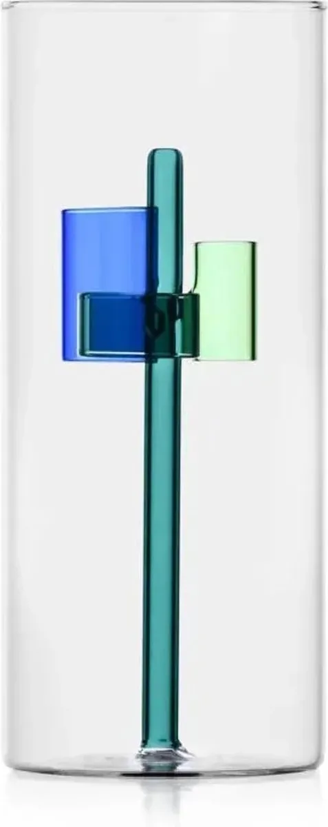 Ichendorf Milano vaas Iris - handgeblazen glas - hoogte 25cm Blauw, Helder