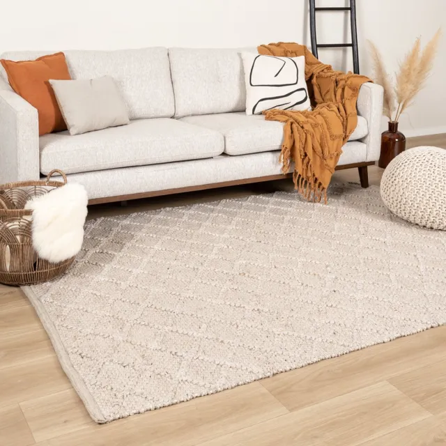 Studio Clarice Wol gevlochten vloerkleed - Knit Beige | Top kwaliteit - 140x200cm Crème