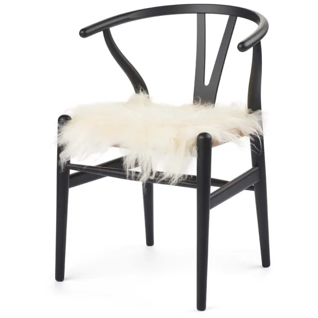 Sheepskin House Langharige Schapenvacht Stoel Cover - 40x40 cm Off White