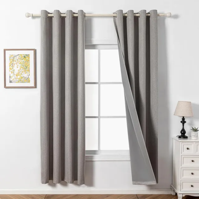 Famanu Linnenlook - ondoorzichtig - gordijnen met inslagringen - woonkamer - verduisteringsgordijn - thermische gordijnen - hittebescherming - warmte - isolerend - linnen - set van 2 - H 213 x B 132 cm Linen