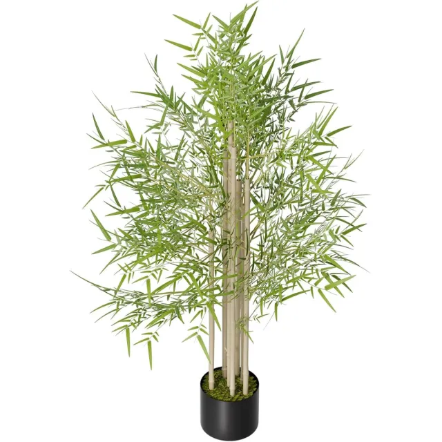 NAIZY Kunstplanten 120 cm Hoog - Kunstplanten - Gesimuleerde Bamboe Met PE Boomstam & Plastic Bloempot - Plastic Groenblijvende Kamerplanten - Groene Set Voor Huisdecoratie (M) NAIZY