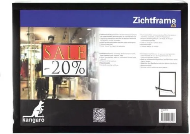 Kangaro zichtframe - A3 - zwart Transparant