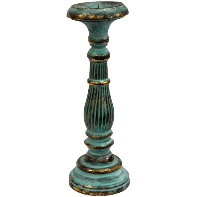 Ancient Wisdom Middelgrote kaarsenstandaard - Turquoise Goud turkoois