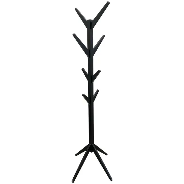 HOME DECO FACTORY Kapstok - zwart - hout - 8 haken - 178 cm - staand