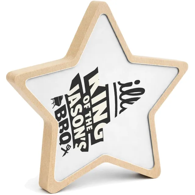 Mr Cadeautjes MDF fotolijst ster 14 x 13,5 - design Een feestelijke koffiebar-claim met een sterke persoonlijke | cadeau Wit