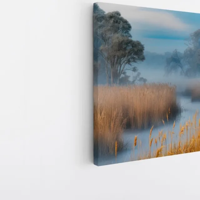 Saammp Canvas Schilderij - Abstract - Mist - Landschap - Natuur - 30x30 - Foto op canvas - Wanddecoratie - Muurdecoratie Woonkamer - Slaapkamer decoratie - Canvas Print Multicolor