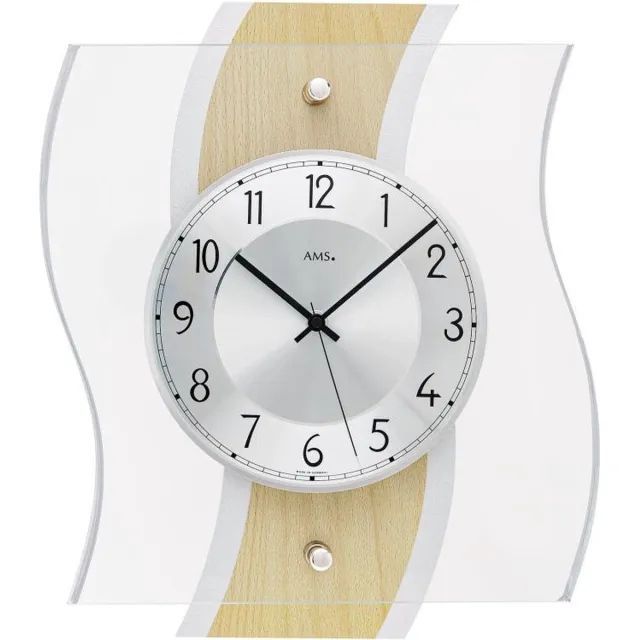 AMS wandklok radio-gestuurd 5573 hout